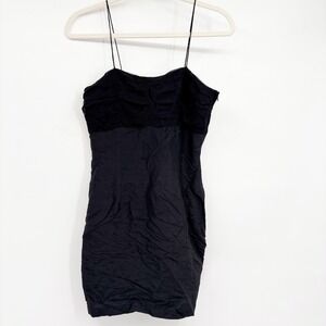 Odessa Womens Black 100% Silk Ruched 90s Whimsigoth Cocktail Mini Dress Size‎ 6